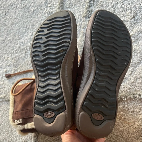 UGG Catalina Brown tall suede Leather Sheepskin Boots Shoes lace up 5 - Picture 7 of 12